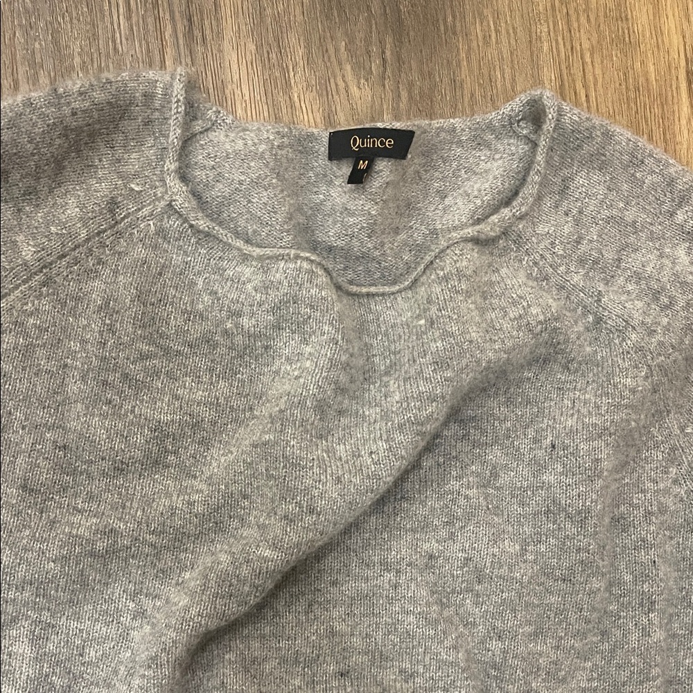 Quince Women's Heather Gray Crew Neck Sweater - Picture 2 of 8